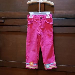 Corduroy pants with floral applique
